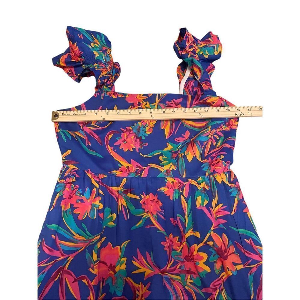 NWT JCrew Floral Tropical Square Neck Midi Dress Blue Size 8 - Picture 8 of 16